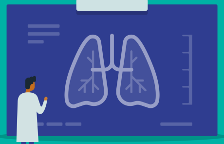 Blog Main Image - 2D Abstract Doctor Examining Giant Chest X-Ray