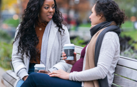 Blog Main Image - Women Pregnant Talking Bench Outside